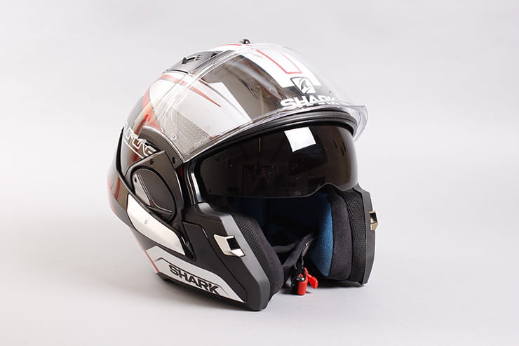 Evo-One motorcycle helmet intergral sun visor mechanism