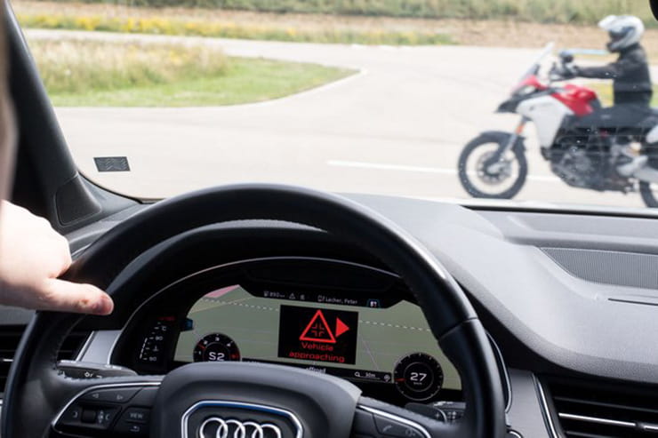 Ducati, Audi and Ford demonstrate car-to-bike safety tech