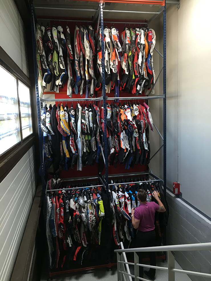 A mini archive containing race suits from some of the biggest names