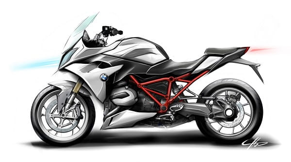 Design sketches of the R1200RS show BMW's sporty intention for the bike.
