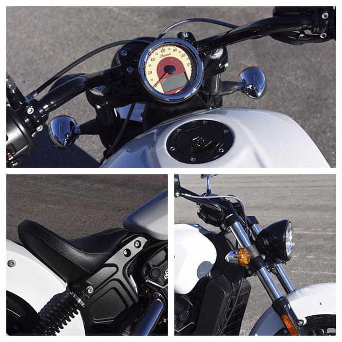 Single dial instrument panel and ultra-low seat height on the Scout Sixty