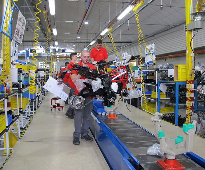 The MV production line, the company has ambitions to produce 10,000 bikes per year