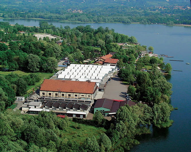 MV Agusta factory located on the banks of Lake Varese