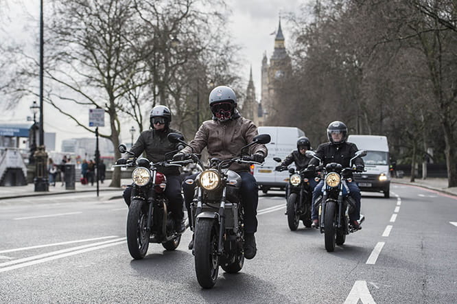 The four modern retro bikes caused a stir in Central London