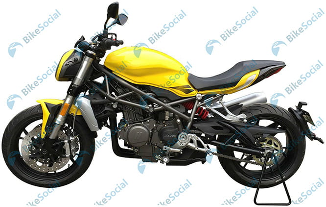 These are leaked images of a prototype but they are showing a Ducati Monster/Suzuki SV650 rival in terms of styling