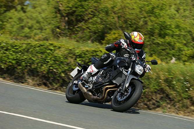 Potter heads to the Gooseneck on the Yamaha MT-07