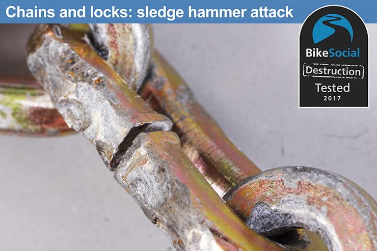 Abus Granit 58 Lock and Chain after a sledgehammer attack