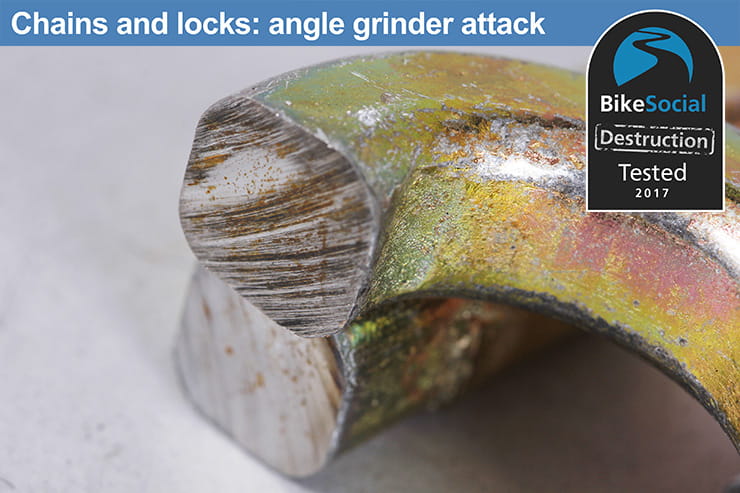 Abus Granit 58 Lock and Chain after an angle grinder attack