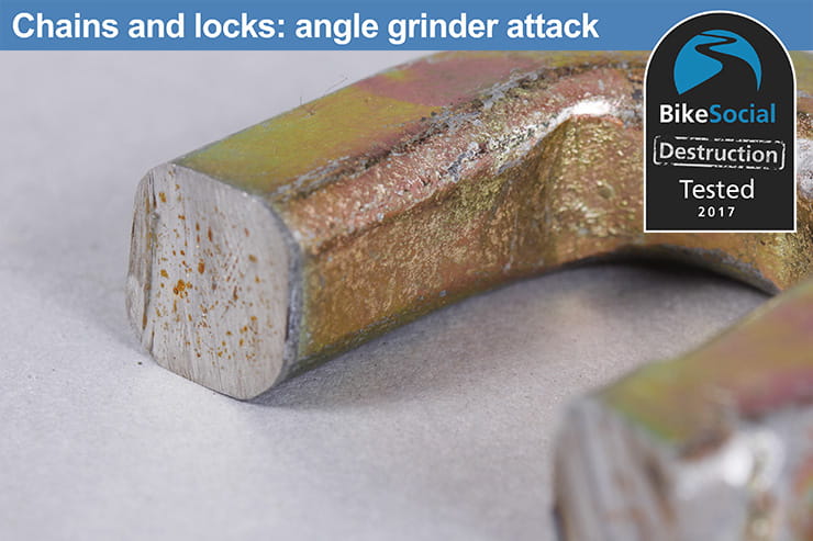 Abus Granit Power Chain 37 after angle grinder attack