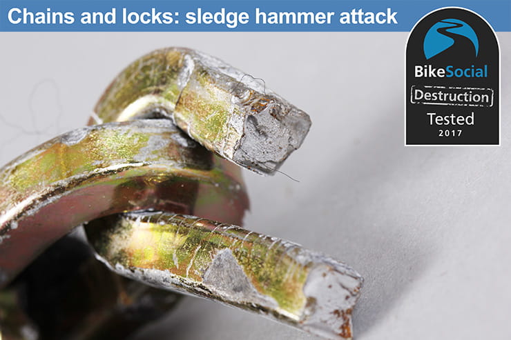 Abus Platinum Chain 34 after a sledge hammer attack