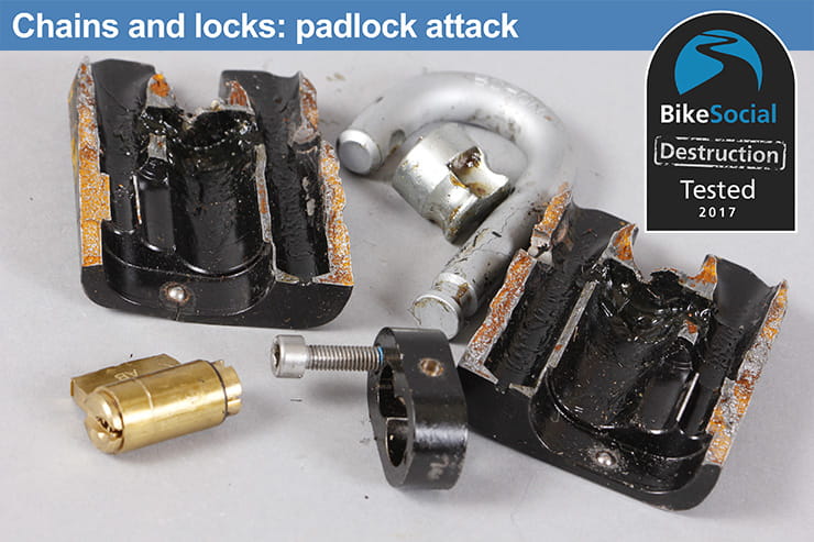 Almax Immobiliser Series III and Squire SS65CS after a padlock attack