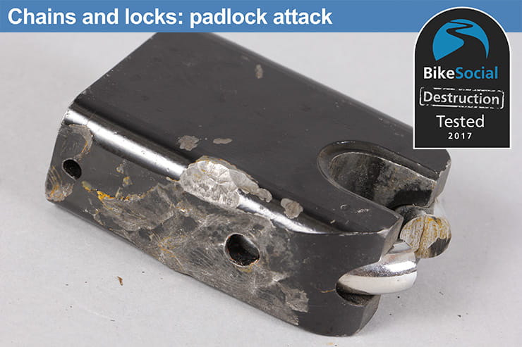 Almax Immobiliser Series V and Squire SS80CS after a padlock attack