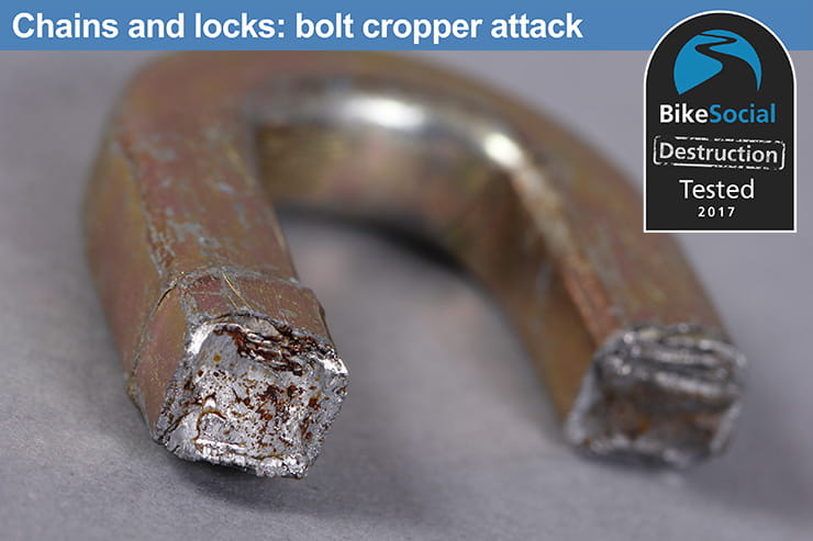 Oxford HD chain and padlock after a bolt cropper attack