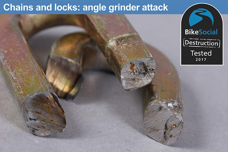 Oxford HD chain and padlock after an angle grinder attack