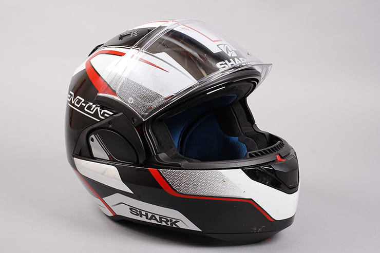 Evo-One motorcycle helmet visor open
