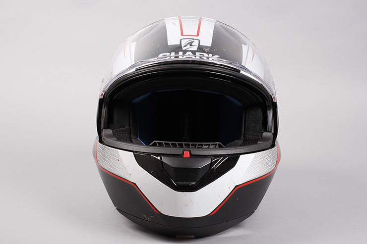 Evo-One motorcycle helmet front view visor open