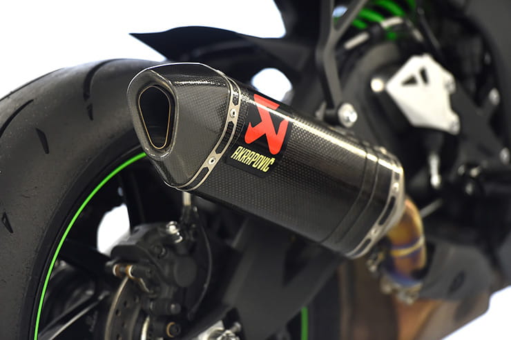 Akrapovic end can on the Kawasaki ZX10RR Ninja