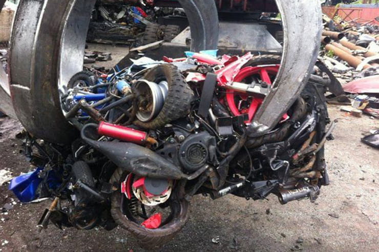 crushed motorcycles