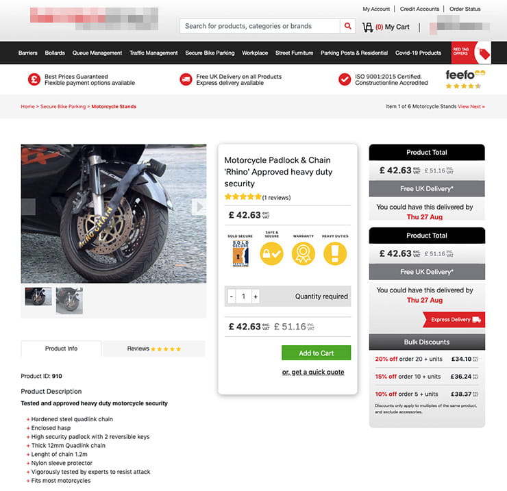 Full destruction reviews of the best motorcycle chains, locks, disc-locks and security to keep your bike safe from theft whether at home or out and about