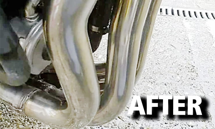 Your bikes downpipes are perfectly placed to get a faceful of whatever the front wheel flicks at them – spray, salt, grit. Here