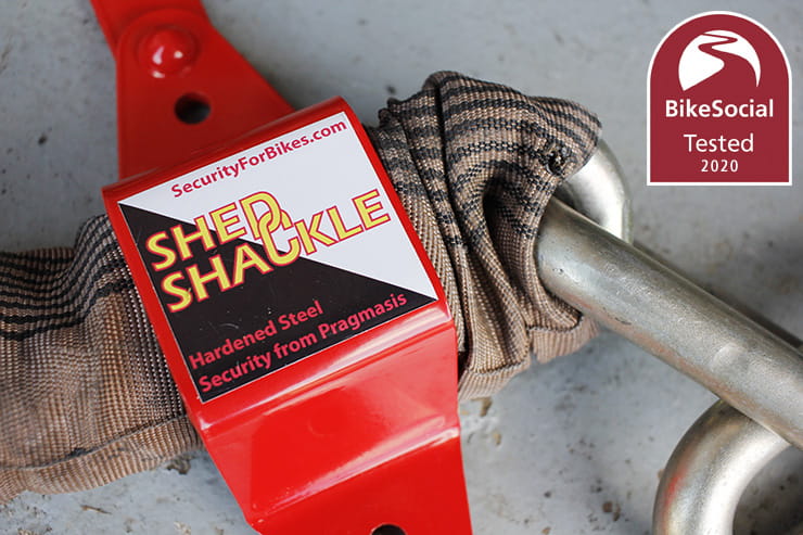 With sheds now under the garage clause at Bennetts motorcycle insurance, the Pragmasis shed shackle is a good alternative to a traditional ground anchor