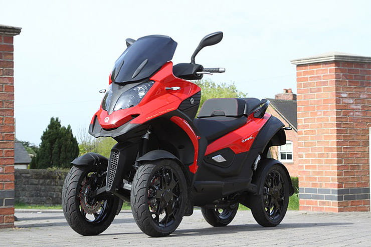 Four-wheel scooter promises twice as much grip as a two-wheeler. The 350cc, single cylinder engine makes 30bhp and it can be ridden on a car licence