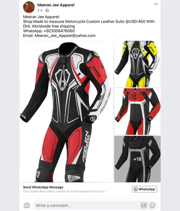 Cheap motorcycle leathers fake danger_15