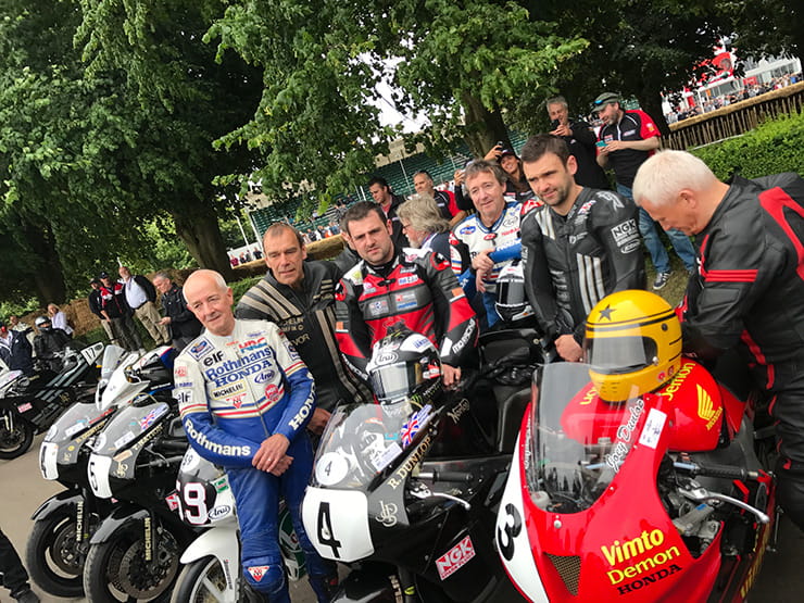 Michael and Robert Dunlop stand with Joey Dunlop