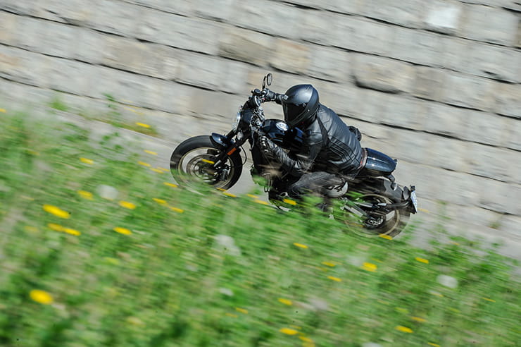 Not Aragon but a wall near the hills near Bologna were the setting for the Ducati Cafe Racer launch