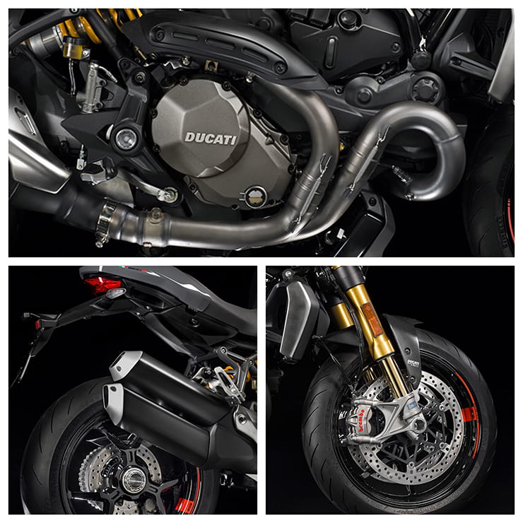 Suspension, brakes, engine and exhaust of the Monster 1200 S