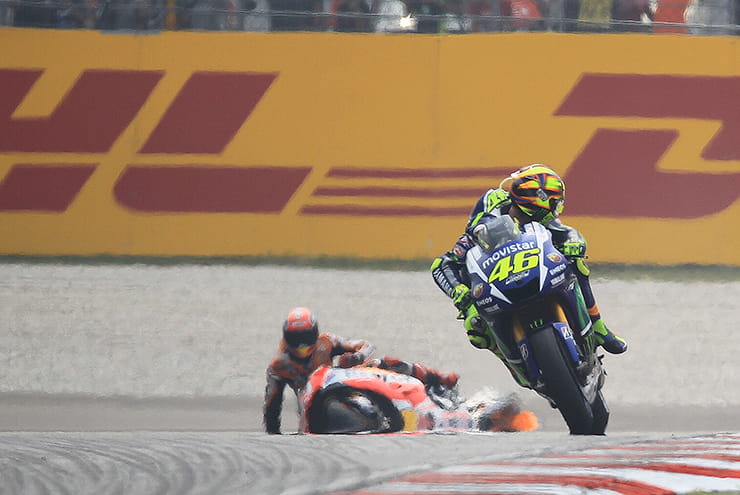 The iconic shot from 2015 - Rossi and Marquez