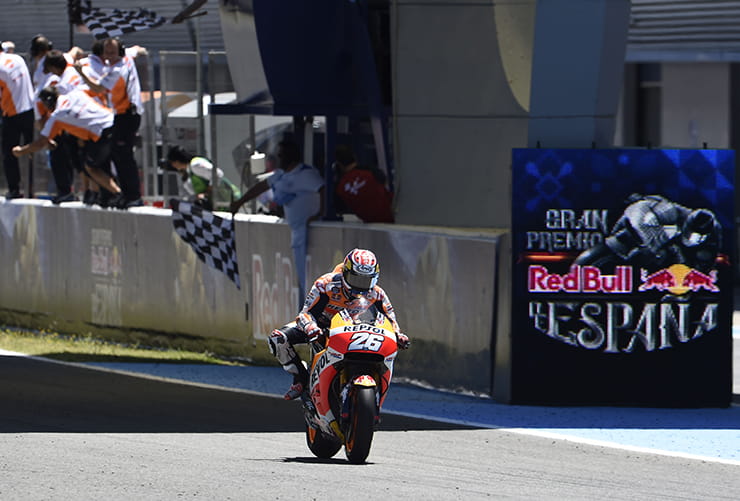 Pedrosa crosses the Jerez finish line in first