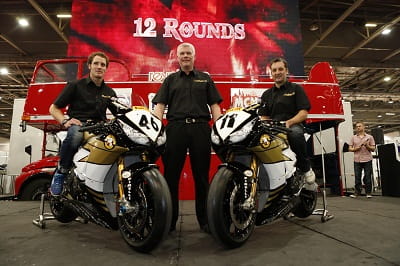 Rutter and Bridewell at the announcement which took place at the MCN London Motorcycle Show