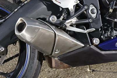 Low-slung exhaust has caused much chat on Triumph forums. It lowers the bike's centre of gravity over the previous model's underseat exhaust. ALl you need to know is that it sounds absolutely fantastic.