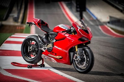 Ducati's 1199R Panigale parked on track in Austin, Texas. What a track, and what a bike.