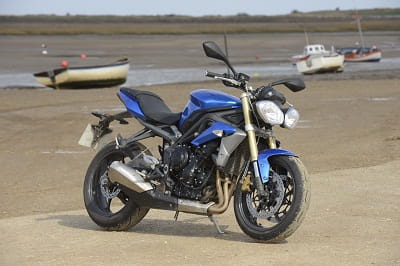 This is Burnham, a great stop for a picture. Street Triple lookls amazing in blue. Black and white versions also available.