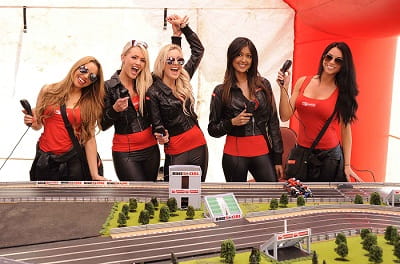 Bennetts Babes get some practice laps in on the new Bennetts bike Scalextric.