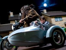 Harry Potter travels by sidecar