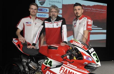 Ducati's Davies and Giugliano with Corse Boss, Dall'Igna