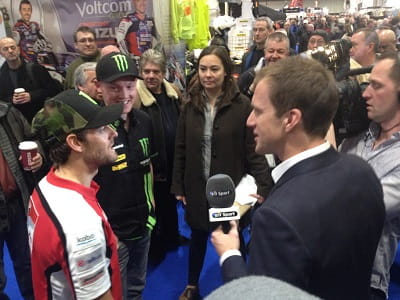 Hodgson interviews MotoGP gods Bradley Smith and Cal Crutchlow at the London bike show