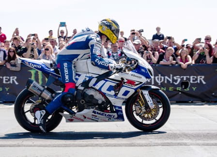 Guy Martin launches off from the TT start line in 2013