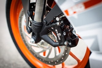 Bybre is a subsidiary of Brembo. The RC390 has a single 300mm disc.