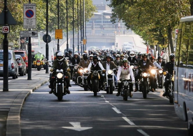 The DGR riders head west along Embankment