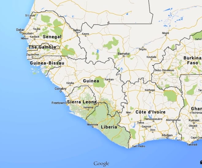 Liberia, Sierra Leone and Guinea: where Ebola broke out