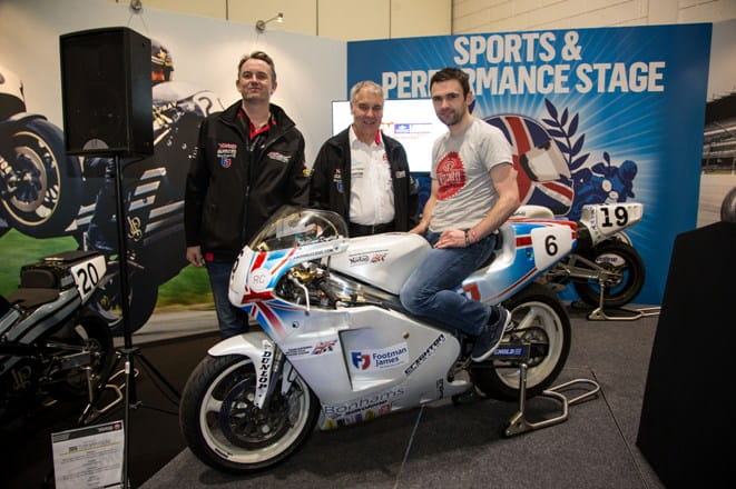 (l-r) National Motorcycle Museum's James Hewing, Brian Crighton and William Dunlop