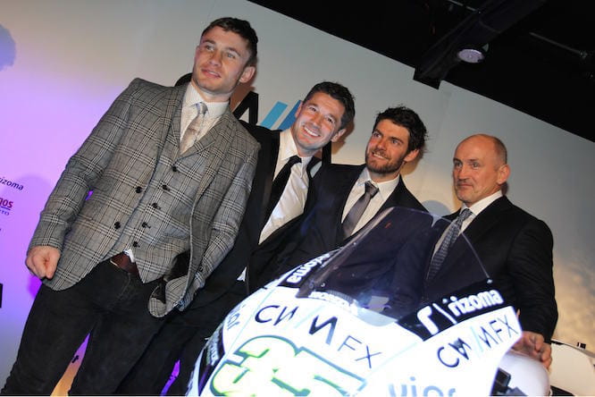 Crutchlow & Cechinello with Carl Frampton & Barry McGuigan