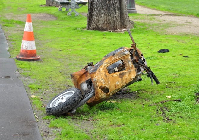 Scooter or motorcycle, the thought of finding your bike like this doesn't bear thinking about.