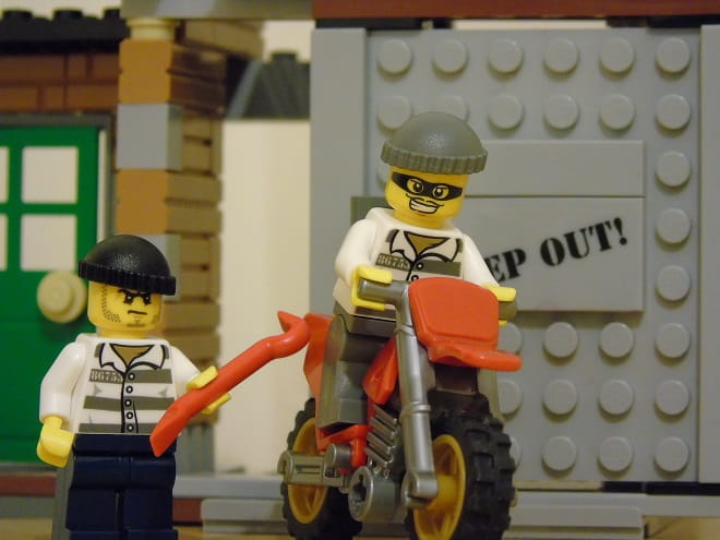 Buying or selling motorcycles is a fraught business, even for Lego men.