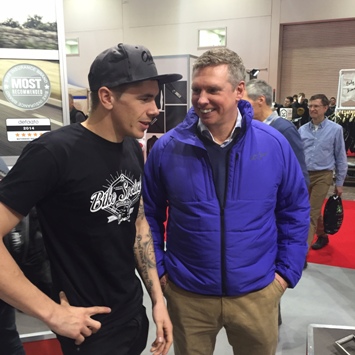 Scott Redding meets Patrick Allen at the MCN London Show in February 2015