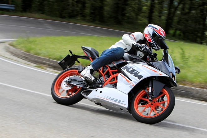 KTM's RC390 is the most power in this class with 44bhp